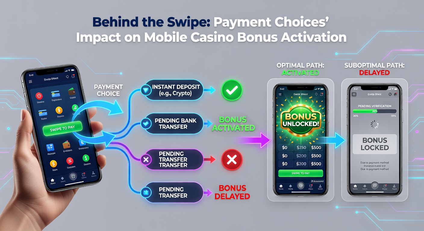 Bar graph comparing bonus activation percentages across payment methods like cards, e-wallets, and crypto in mobile casinos