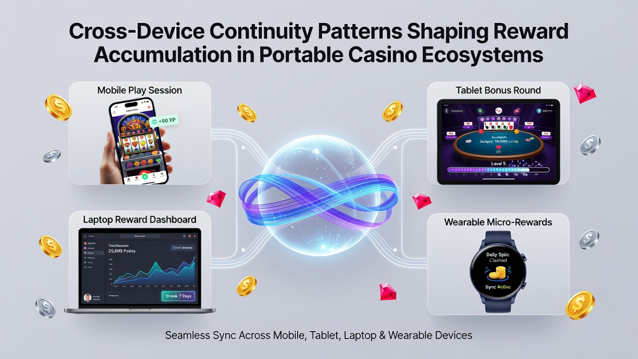 Mobile casino interface demonstrating reward accumulation through synchronized cross-device play patterns and loyalty tier progression