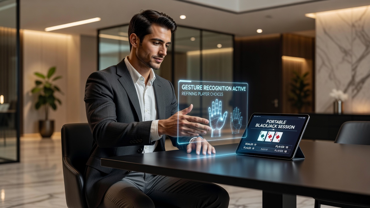 Close-up of hand performing gesture over smartphone screen during blackjack game