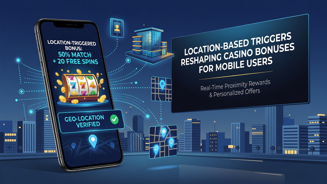 Geofence map overlay highlighting casino properties and bonus trigger zones on a tablet display