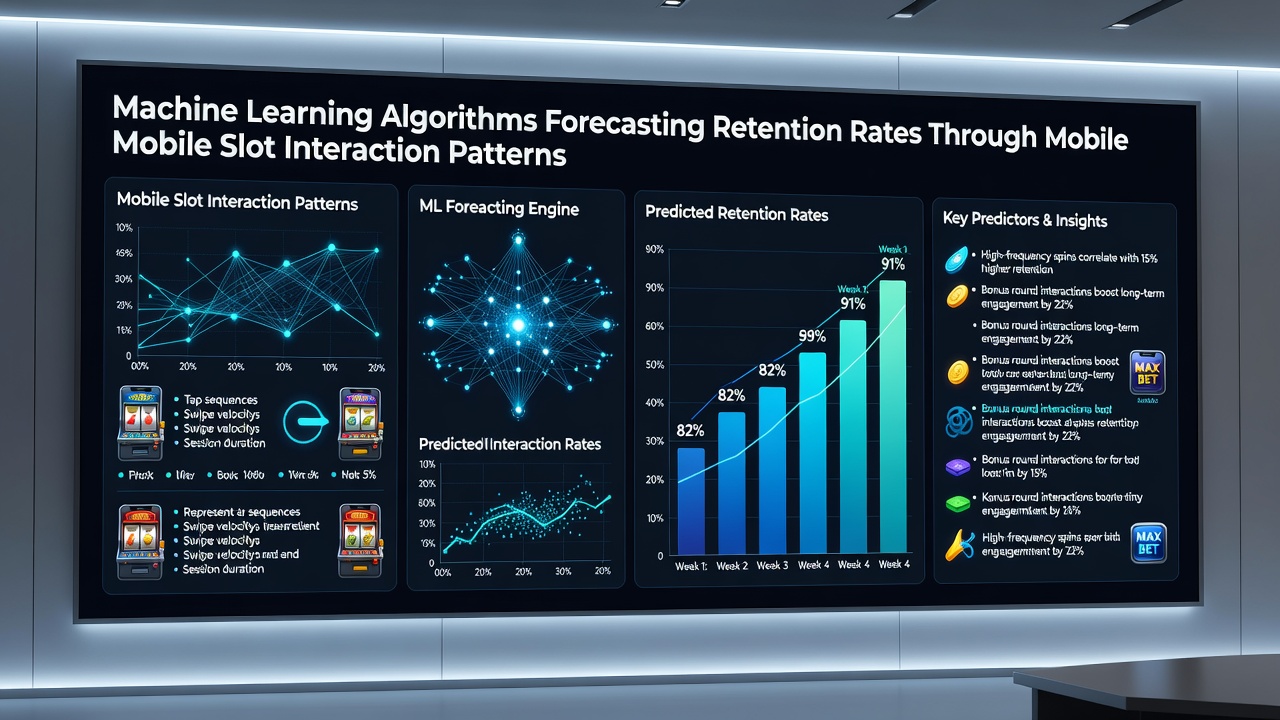 Data visualization dashboard displaying machine learning retention forecasts for mobile slot players