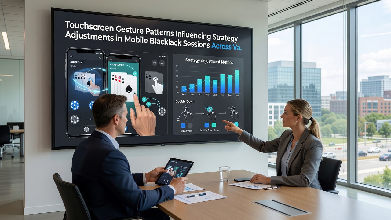 Close-up of touchscreen gestures on a smartphone displaying blackjack strategy overlays under simulated network stress