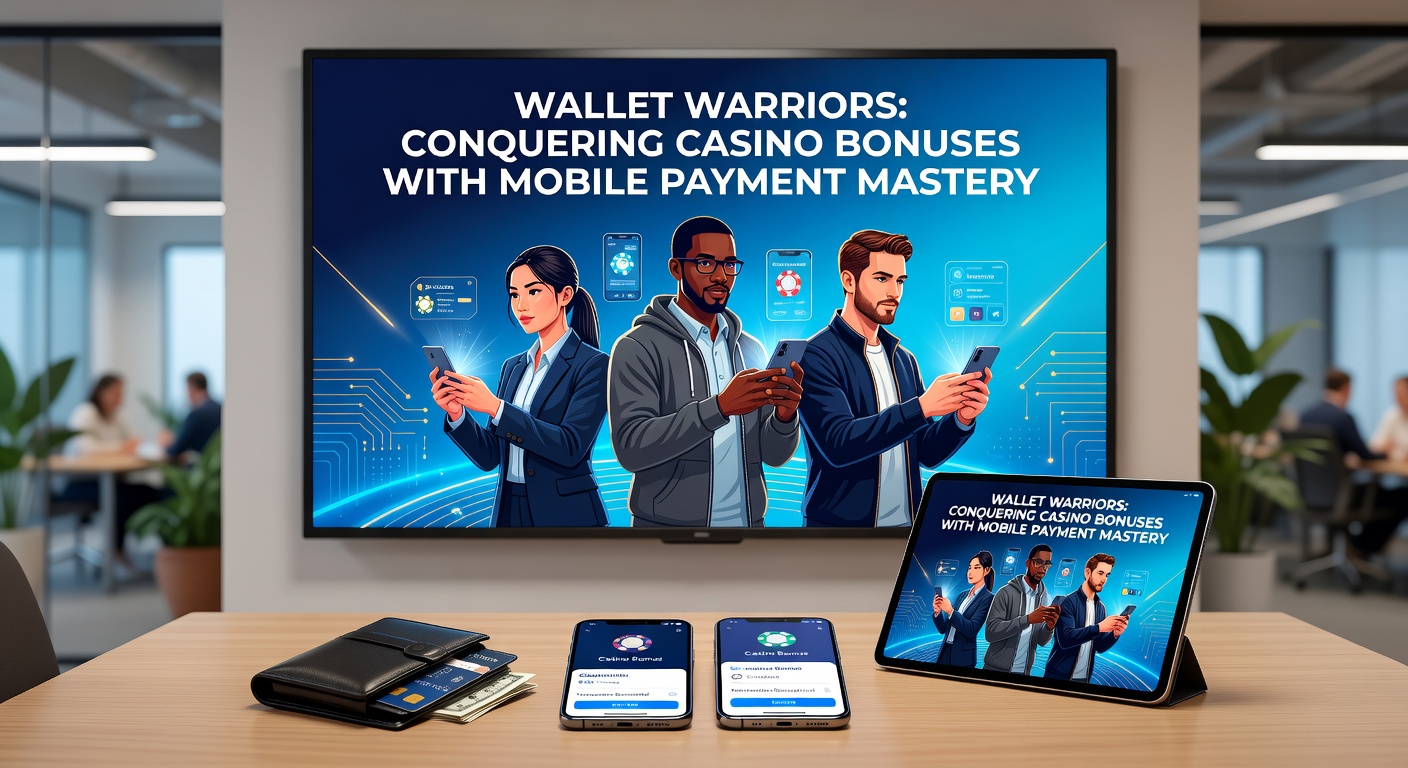 Illustration of diverse mobile payment icons battling towards a glowing casino bonus vault, symbolizing strategic mastery